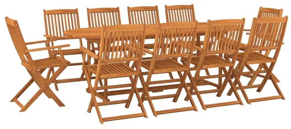 3086975 vidaXL Set mobilier de grădină 11 piese 220x90x75cm, lemn masiv acacia