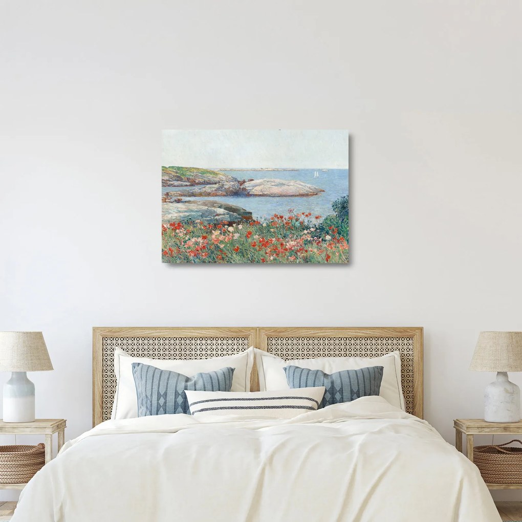 Tablou pe sticlă - Childe Hassam, Poppies, Isles of Shoals, reproducere (70x50 cm)