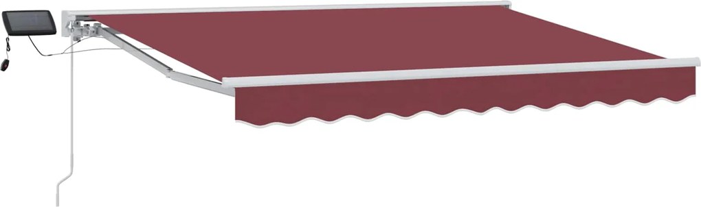 vidaXL Cadru manual de marchiză cu LED-uri Burgundy 3,5 x 2,5 m