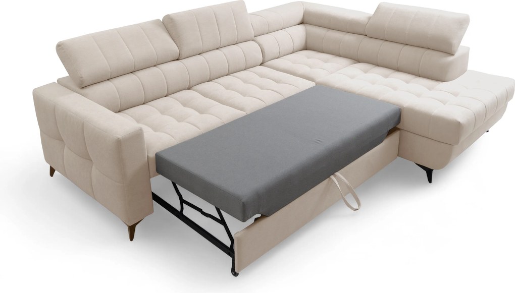 Colțar extensibil Nardo L dreapta - bej pluș Pretty 03