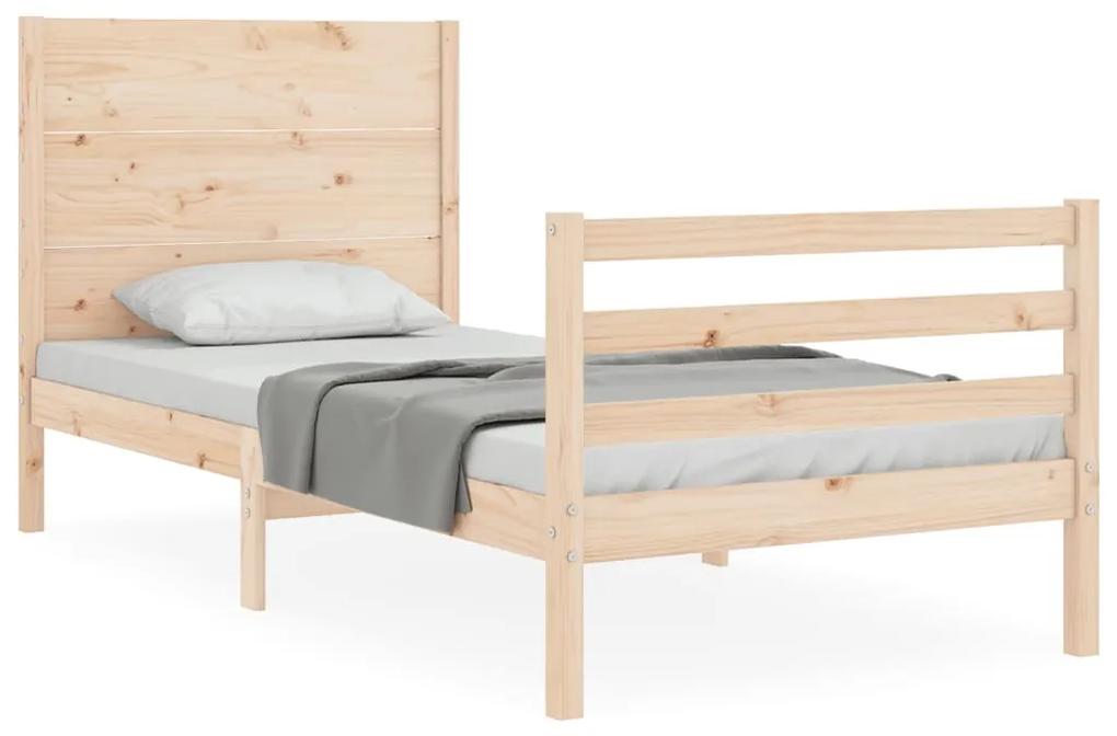 3194596 vidaXL Cadru de pat cu tăblie single mic, lemn masiv