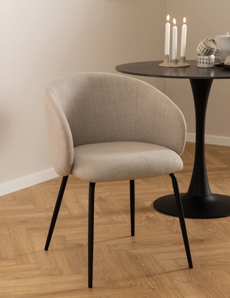 MAZZONI EXPORT CLARA Bej (material Basel 24)/picioare negre - SCAUN MODERN ADÂNC TAPIȚAT PENTRU SALON/LIVING/BIROU LOFT