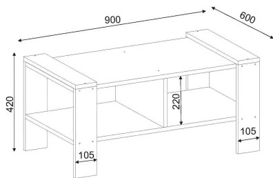 Măsuță de cafea ERICA 42x90 cm albă/maro