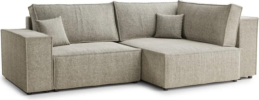 Colțar bej extensibil/cu spațiu de depozitare cu tapițerie din chenille (cu colț pe partea dreaptă/în formă de ”L”) Tonga – Maison de Rêve