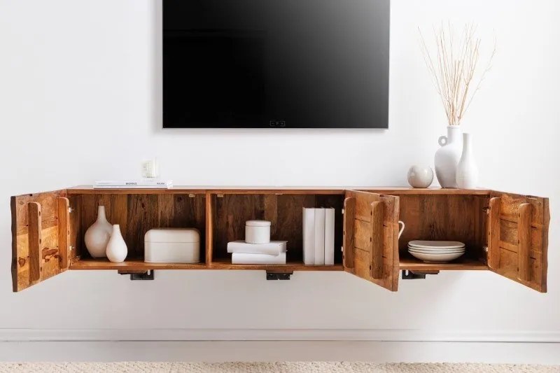 Comoda TV suspendata din lemn de mango Scorpion 160cm, maro