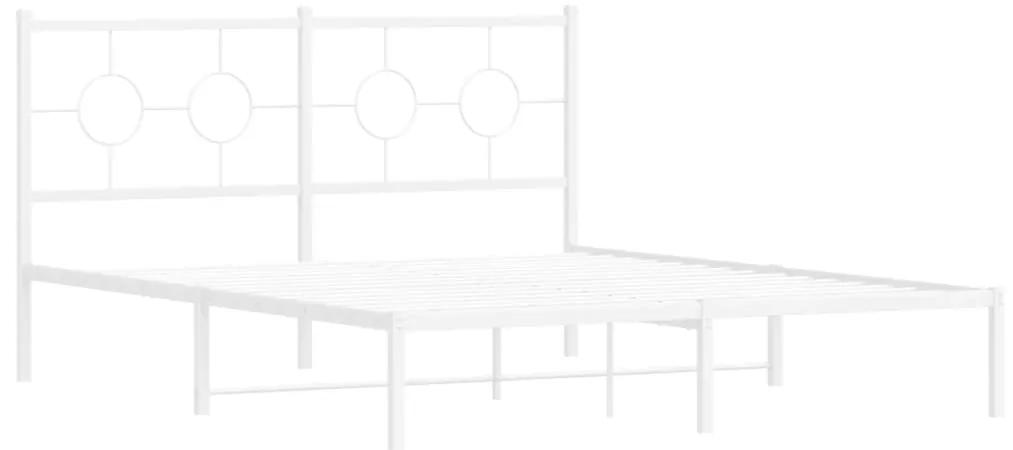 376278 vidaXL Cadru de pat metalic cu tăblie, alb, 160x200 cm