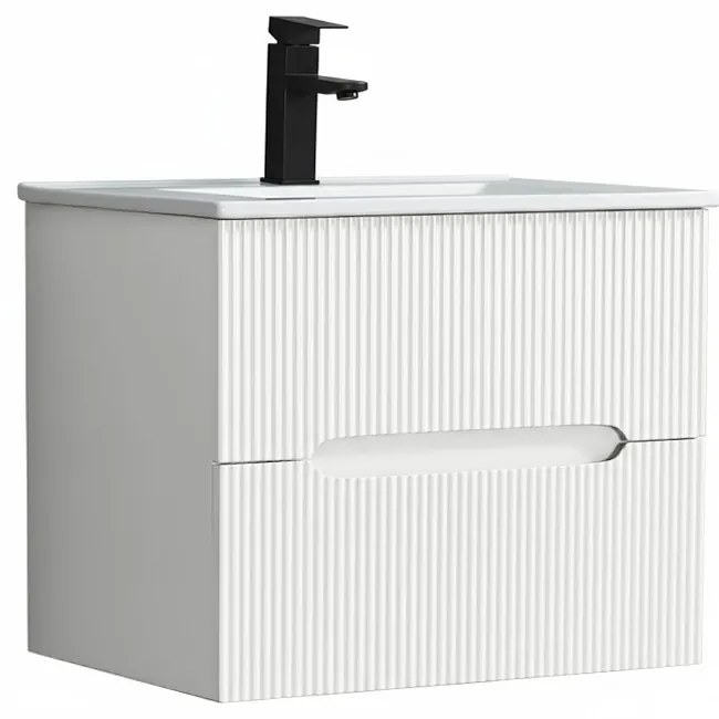 Trent 60 dulap de baie inferior cu chiuvetă ceramică 2 sertare, alb