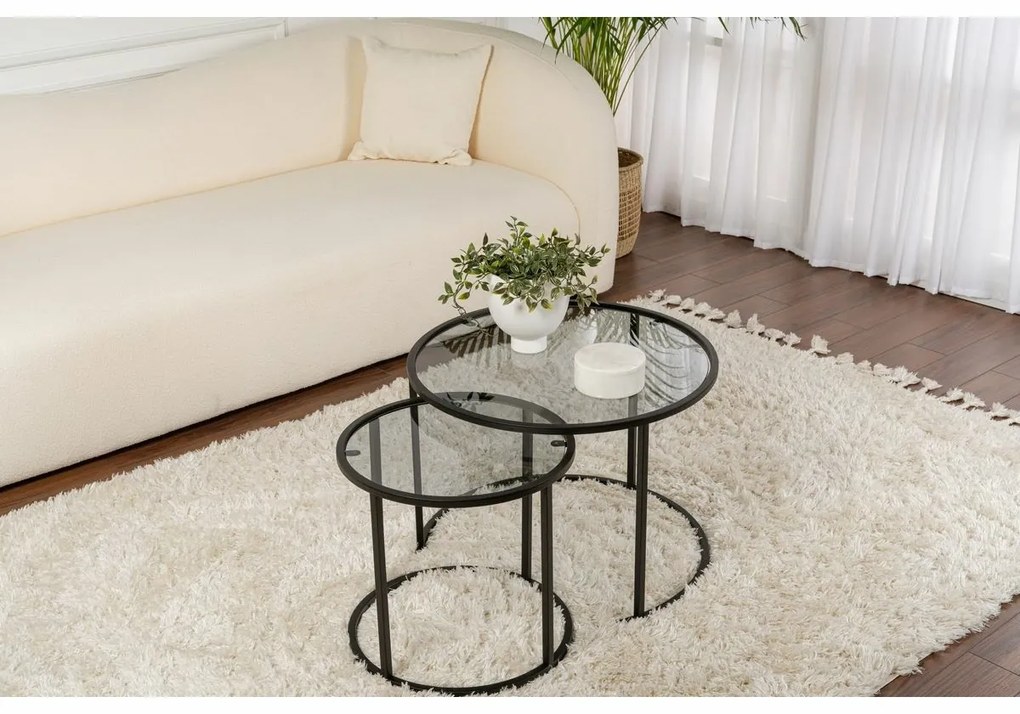 Set de măsuțe de cafea Aurum Black and Grey60 cm, 2 buc.