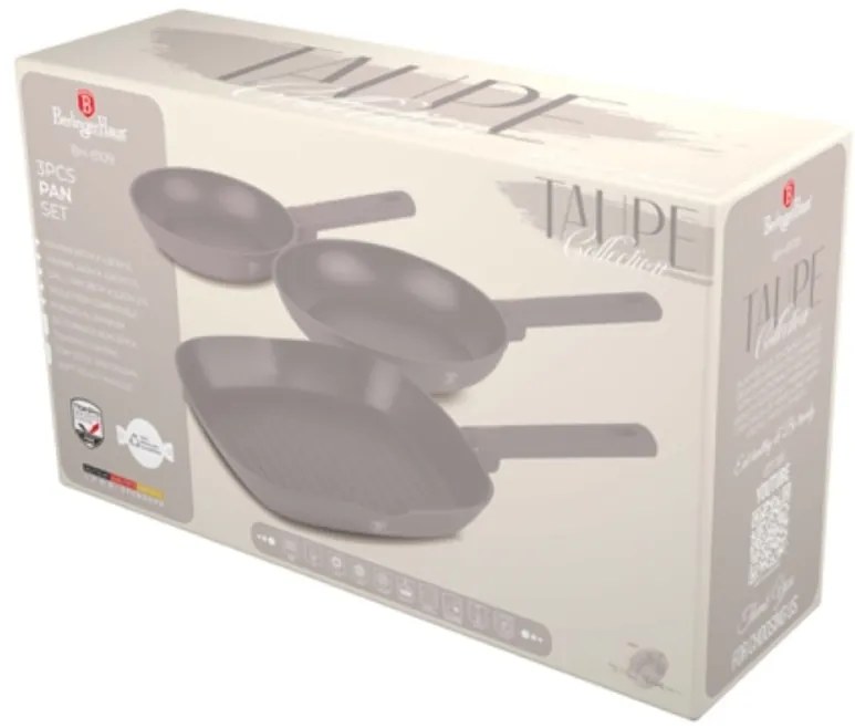 RESIGILAT - Set 3 Tigai antiaderente Taupe Collection Berlinger Haus BH 8109