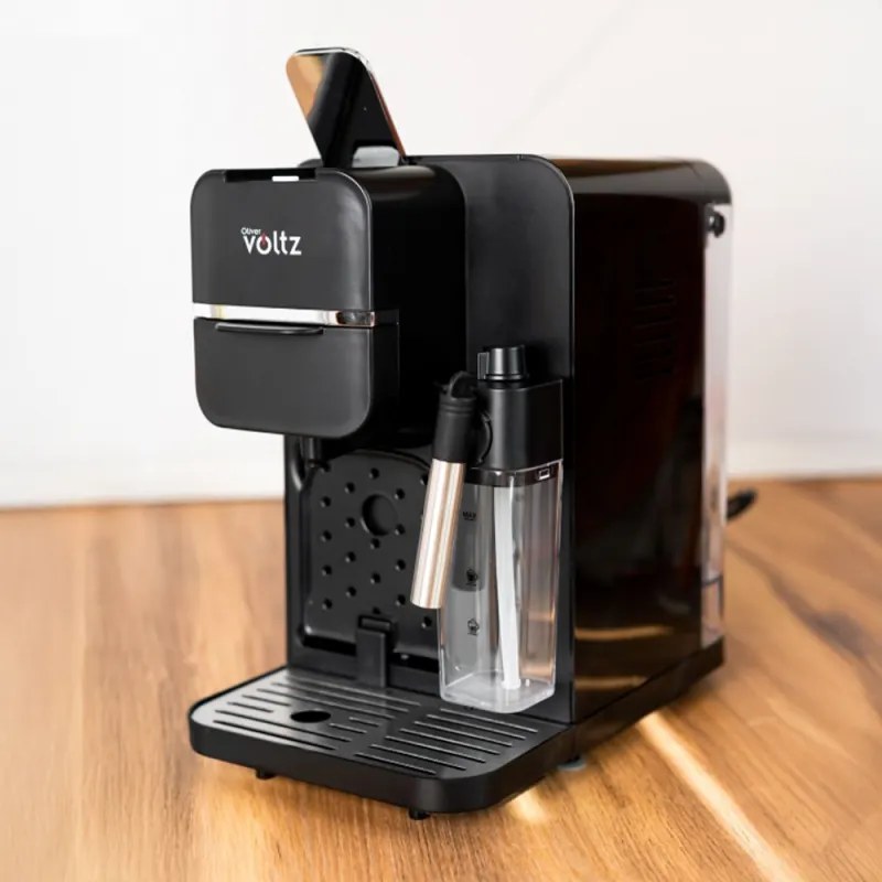 Espressor capsule si cafea macinata 8in1 Oliver Voltz OV51171I5, 1350W, 20 bar, Spumare lapte, Negru