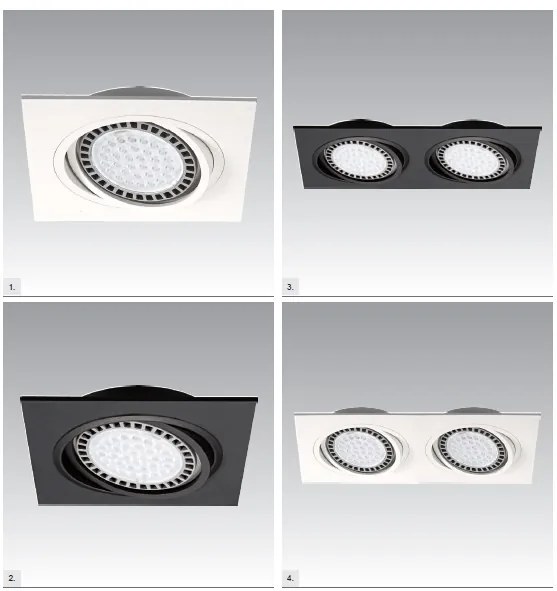 Spot incastrabil, directionabil BOXY DL 1, negru 20071-BK ZL