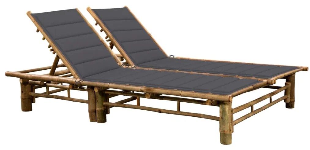 vidaXL Șezlong de 2 persoane, cu perne, bambus