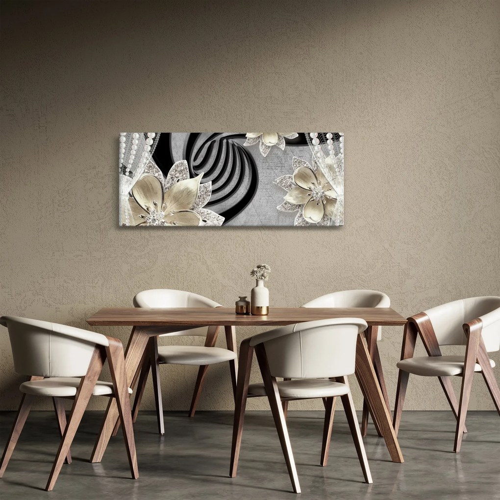 Tablou - 3D Flori aurii (120x50 cm)