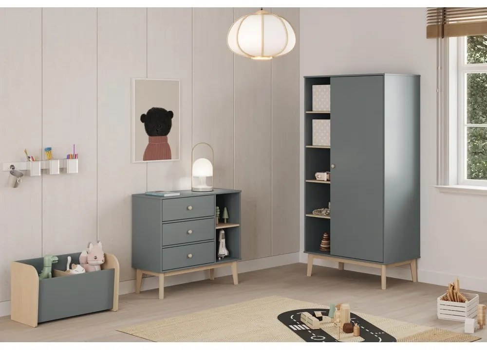 Comodă de copii verde prăfuit 90x81x40 cm Esteban – Marckeric
