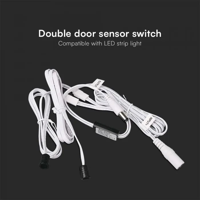 Senzor cu 2 capete pentru usa, 12-24V, Max 60 W, 1.5 m, alb, V-TAC