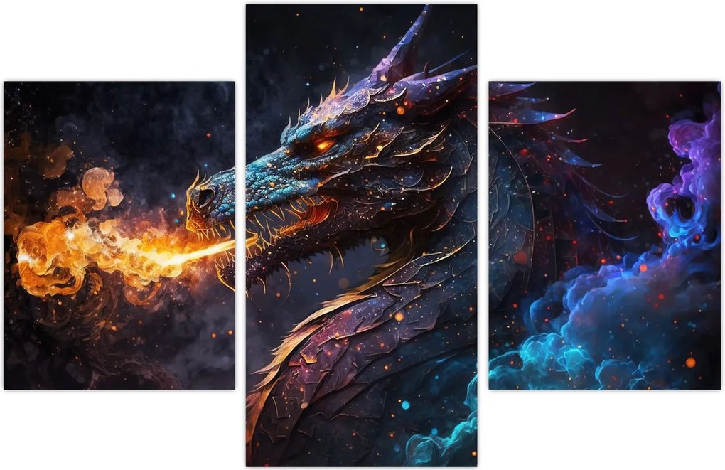 Tablou - Dragon scuipând flăcări (90x60 cm)