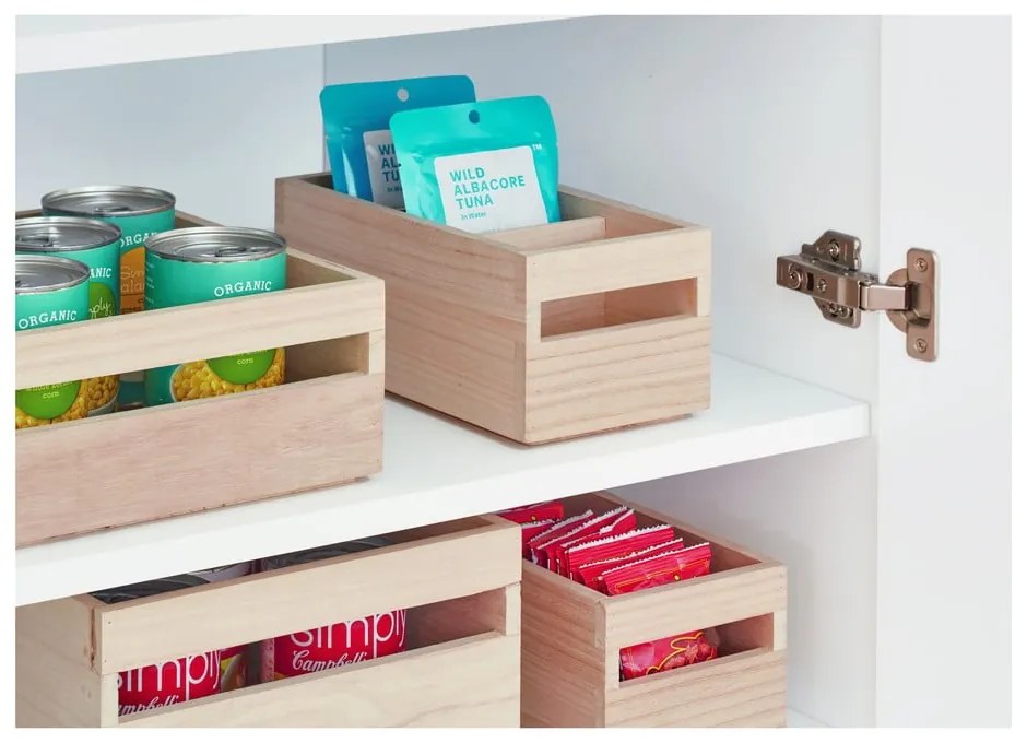 Cutie depozitare din lemn paulownia iDesign Wood Handled, 12,7 x 25,4 cm
