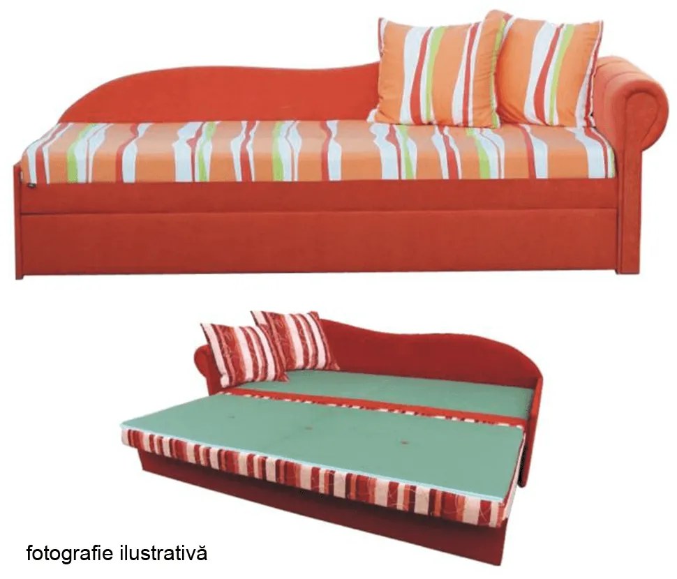 Divan extensibil, portocalie/cu model dungi, dreapta, AGA D
