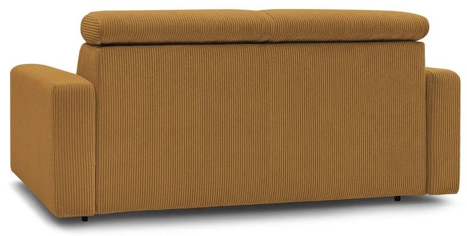Canapea galben-muștar extensibilă cu tapițerie din catifea reiată 195 cm Monaco – Bobochic Paris
