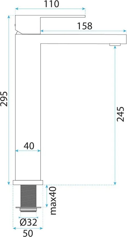 Baterie lavoar inalta Rea Arlo auriu periat