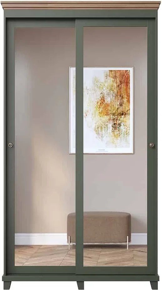 Dulap lemn masiv Jardon cu oglindă 120cm x 50cm x 216cm Grafit