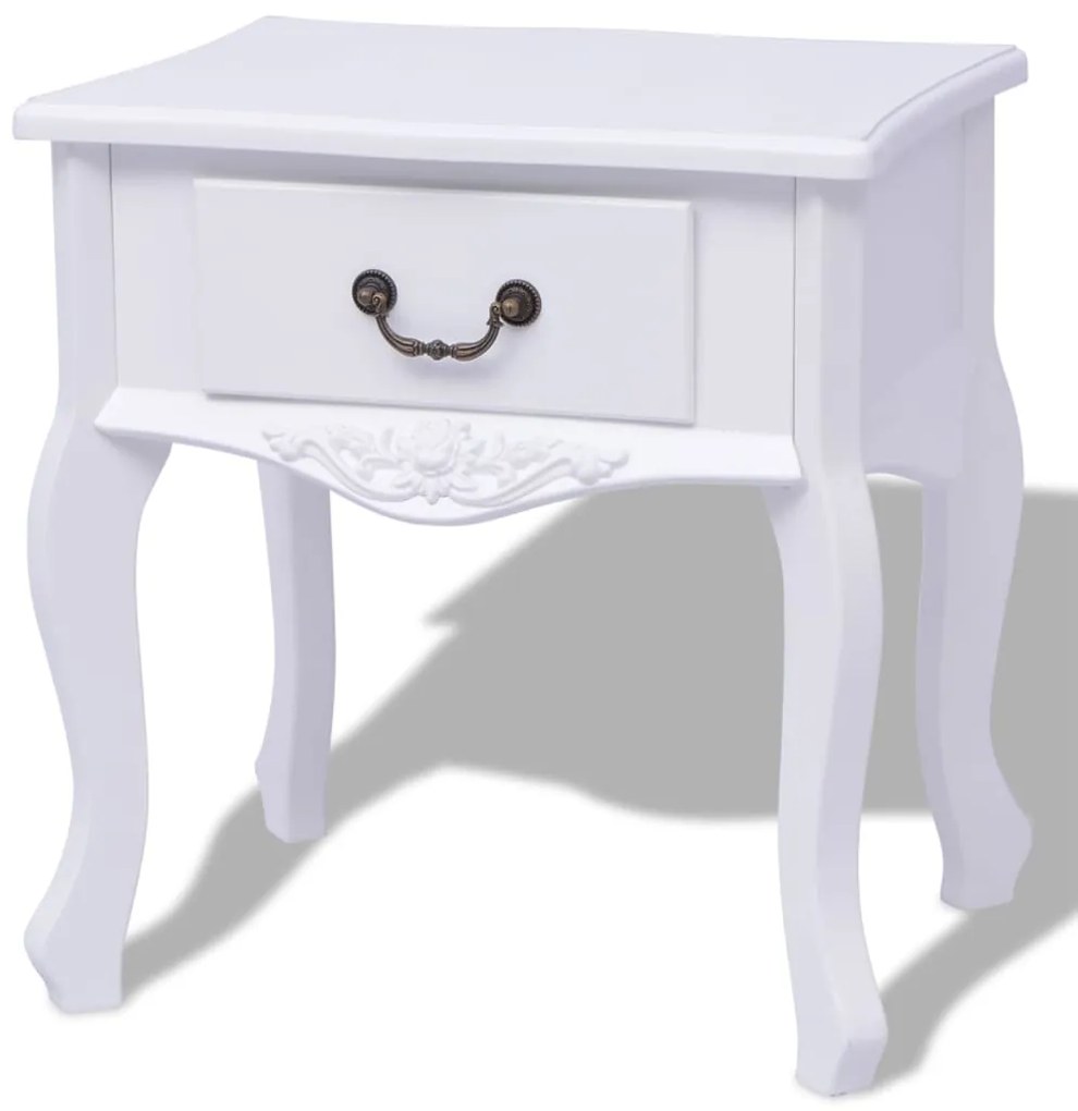 242750 vidaXL Noptiere din lemn MDF alb 2 buc.