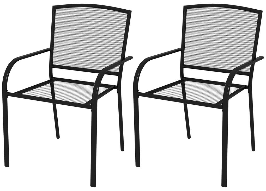 Set de 2 scaune de grădină Outsunny, scaune de exterior stivuibil