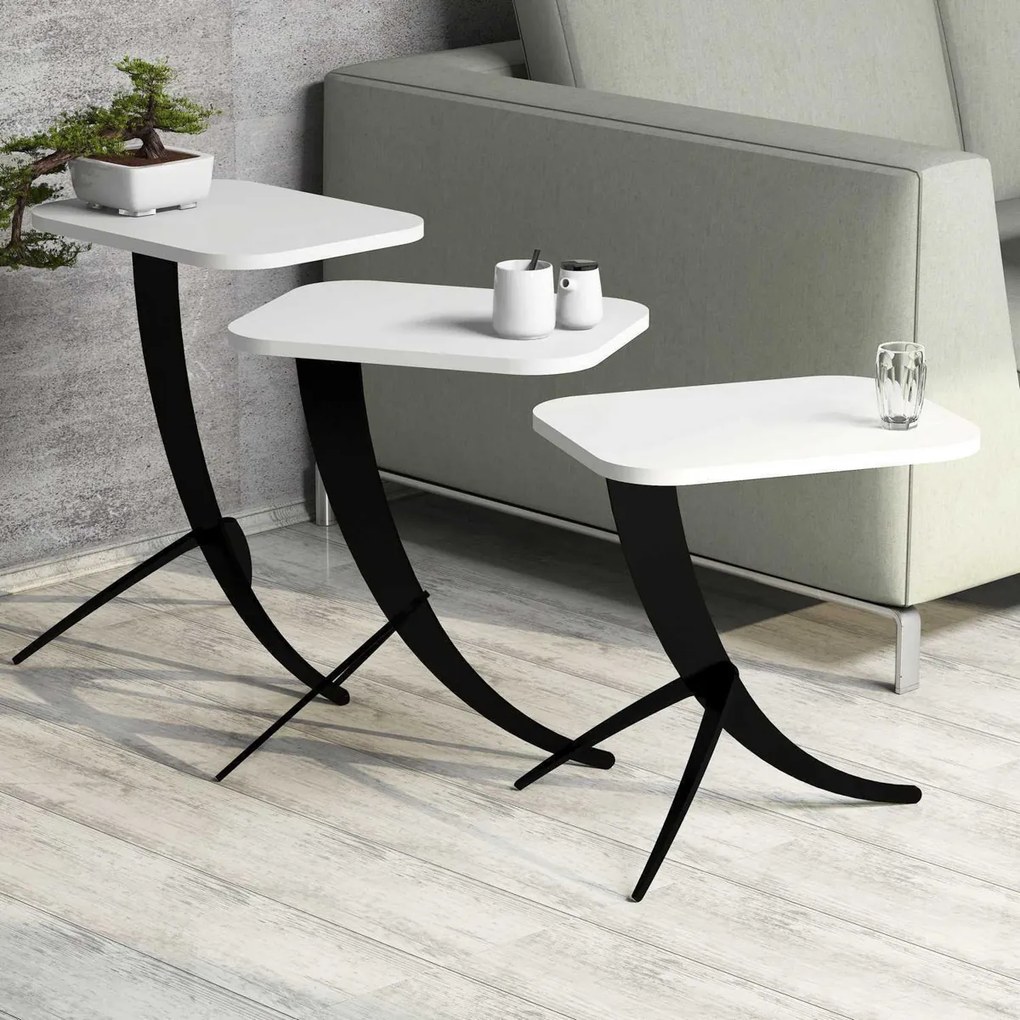 Masă pliabilă Pion White, 3 buc