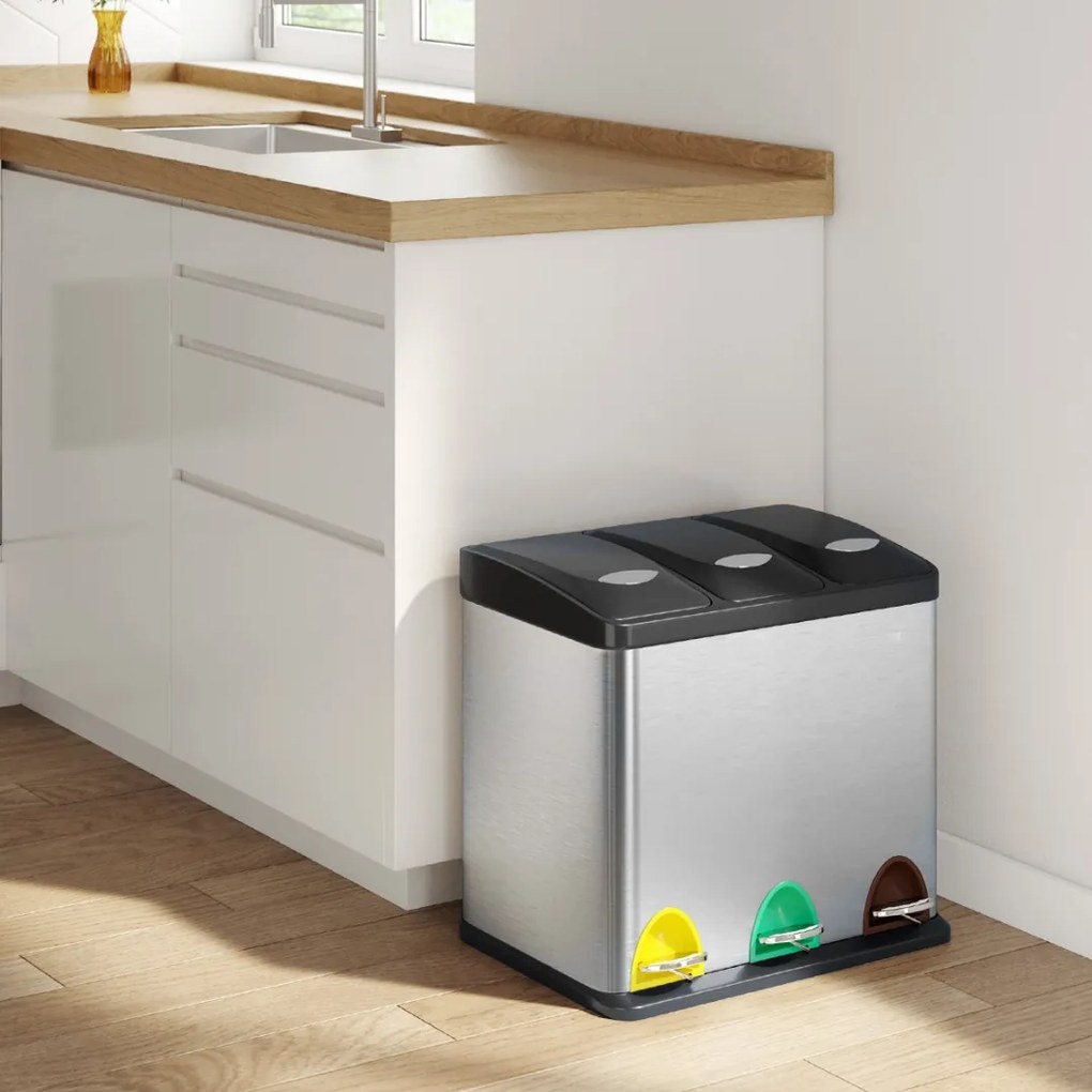 Coș de reciclare SORT 24L (3x8L), argintie Jurhan