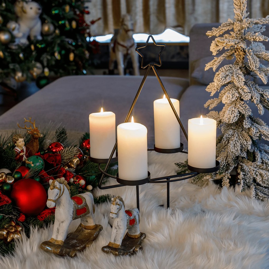 Coroană de Advent, neagră, metalică, BASIL