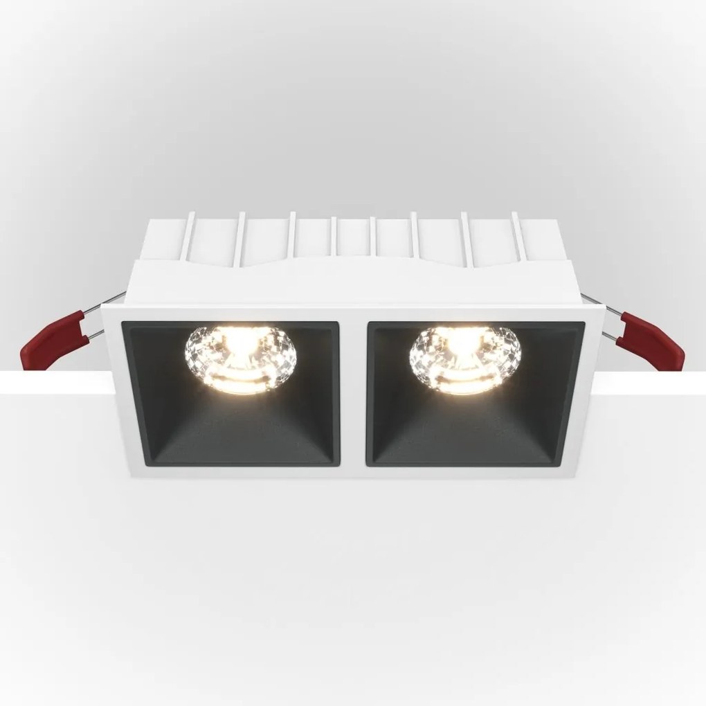 Spot LED incastrabil dimabil cu 2 surse de iluminat Alpha alb, negru 30W, 4000K