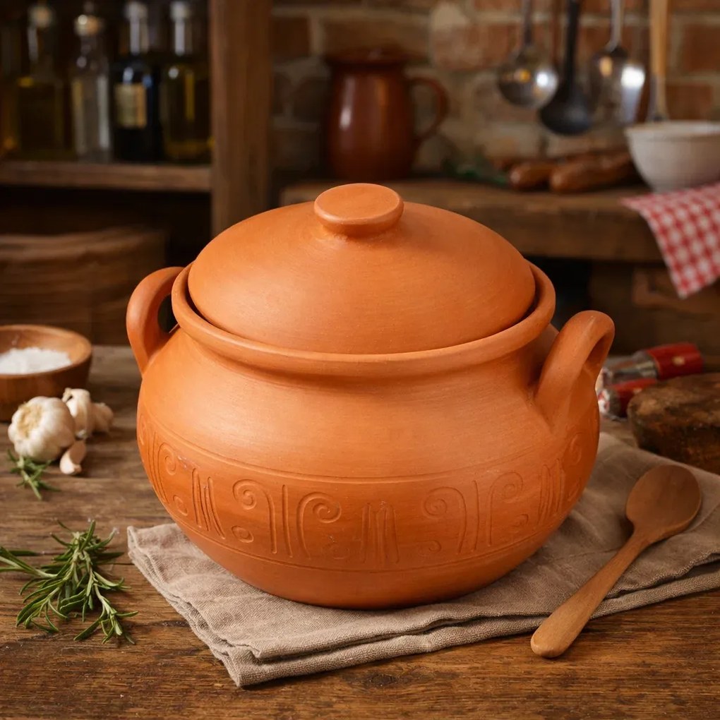 Oala din Lut Nesmaltuita pentru Sarmale si Friptura ,   5 Litri