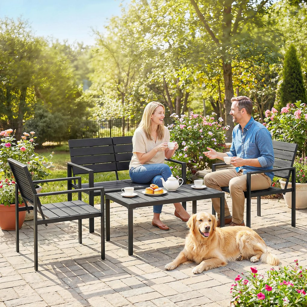 Outsunny Set Mobilier de Grădină cu Canapea, Fotolii și Măsuță, Ideal pentru Exterior | Aosom Romania