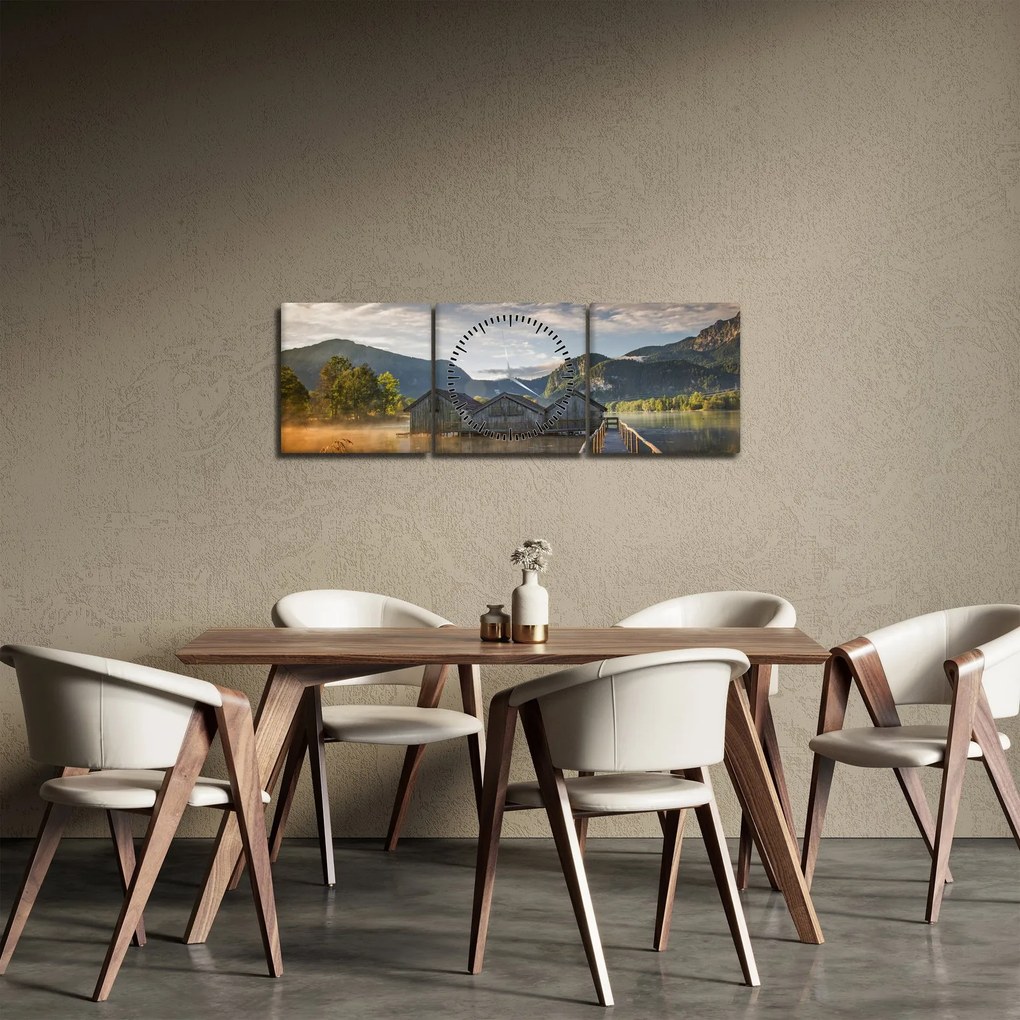 Tablou cu lac (cu ceas) (90x30 cm)
