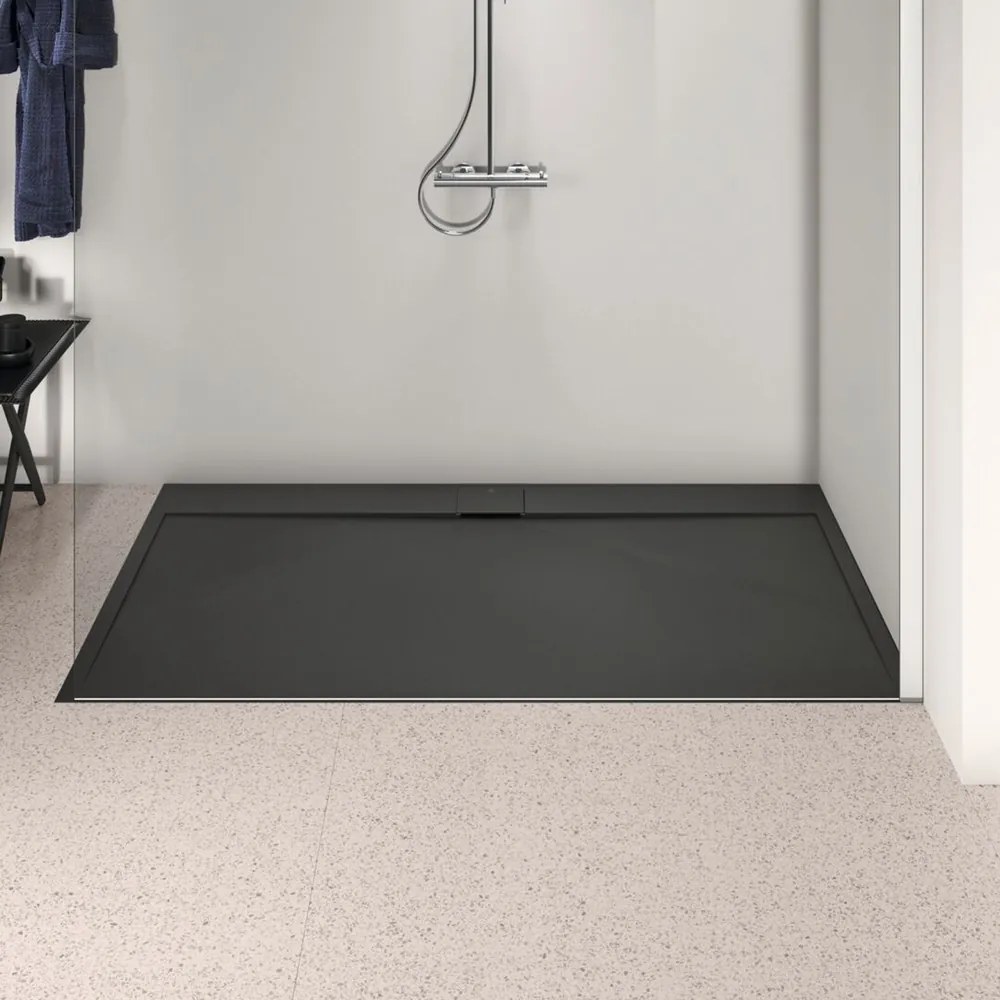 Cadita de dus dreptunghiulara Ideal Standard i.life Ultra Flat S negru intens 180x100 cm