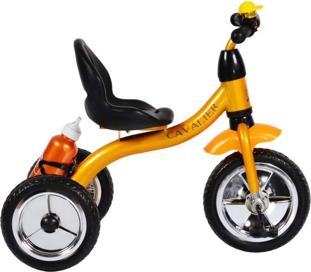 Tricicleta cu pedale NOVOKIDS™ Chavalier ,Cu sonerie si sticla de apa, max 20 kg, Roti din spuma cauciucata EVA, Cadru metalic, Dimensiuni 75X54X46