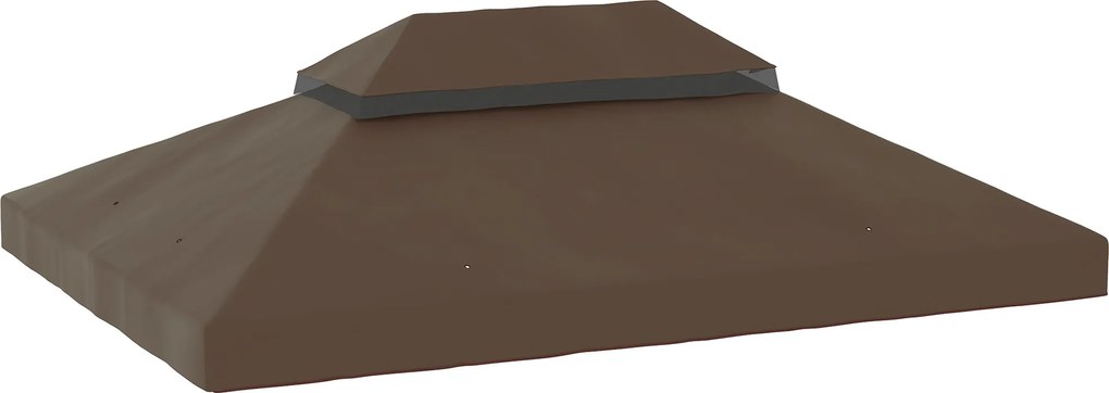Outsunny Acoperiș de Schimb pentru Foișor 4x3 m cu 2 Niveluri pentru Grădină, Acoperire Rezistentă la Apă din Material Oxford 370g/㎡ Anti-UV 30+ cu Orificii de Drenaj, Cafeniu | Aosom Romania