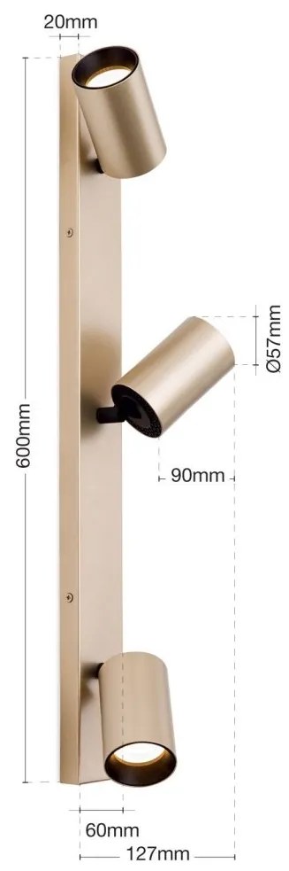 Aplica de perete/tavan cu Spoturi stil minimalist modern SEAN 3L auriu