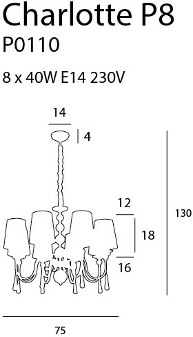 Candelabru 8 brate, diametru 75cm, Charlotte P0110 MX