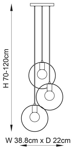 Endon 81922 - Pendul pe cablu HOOP 3xE27/40W/230V auriu/cupru/crom mat