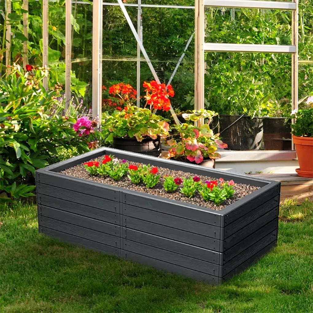 WOODY strat înălțat din plastic pentru grădină 149x75,6x25cm, antracit Prosperplast