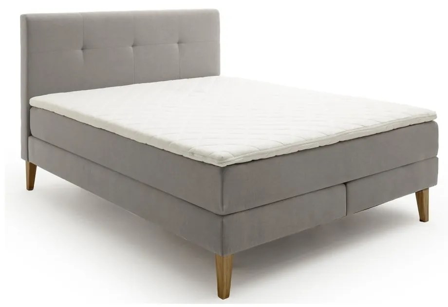 Pat boxspring gri deschis 160x200 cm Stockholm – Meise Möbel