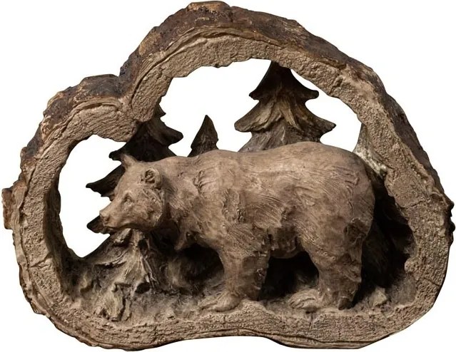 Decorațiune din rășină cu urs în pădure, H16,3 cm