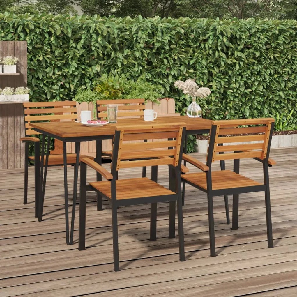 Masa gradina picioare forma ac de par 140x80x75 cm, lemn acacia