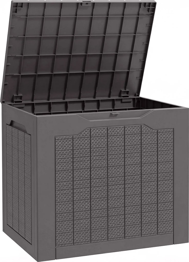 Outsunny Cufăr de depozitare exterior 93L cu mânere încastrate, cufăr de depozitare etanș 56 x 41 x 50 cm, maro | Aosom Romania