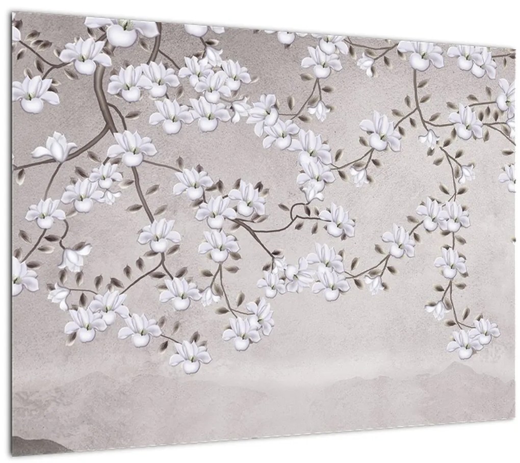 Tablou - Flori într-un peisaj gri (70x50 cm)