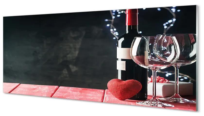 Tablouri acrilice Inima de pahare de vin de sticlă