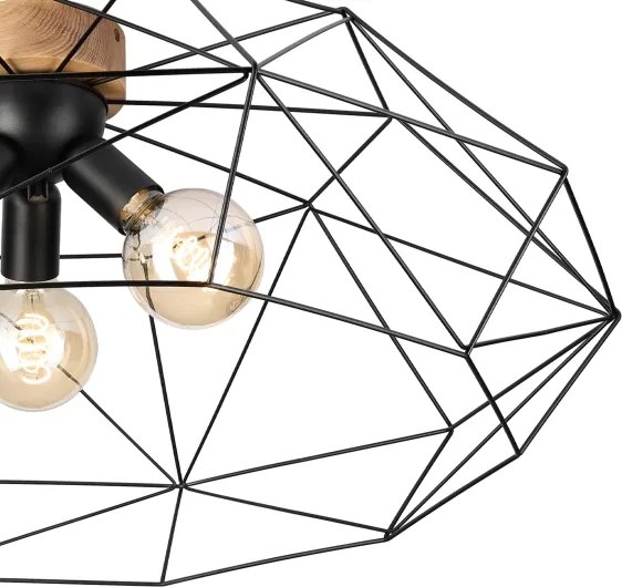 Brilagi - Plafonieră WOODY BASKET, 3 x E27/60W/230V, Ø 80 cm, stejar