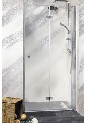 Ușă duș pliabilă Sanotechnik Sanoflex Duet, 85-87x195 cm, sticlă securizată transparentă, profil crom, dreapta