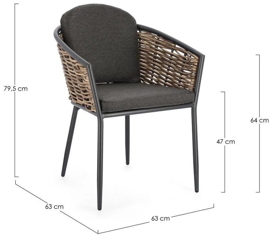 Scaun de grădină gri din metal Maribela – Bizzotto